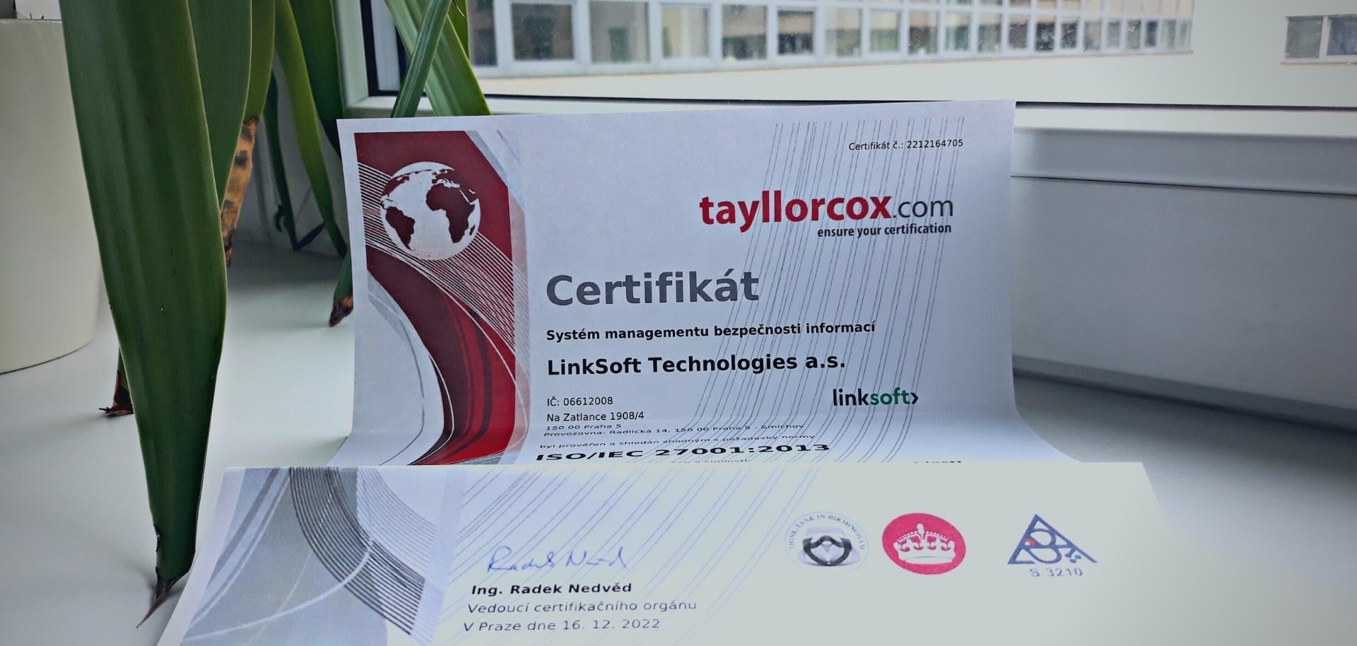 LinkSoft získal certifikaci ISO 27001